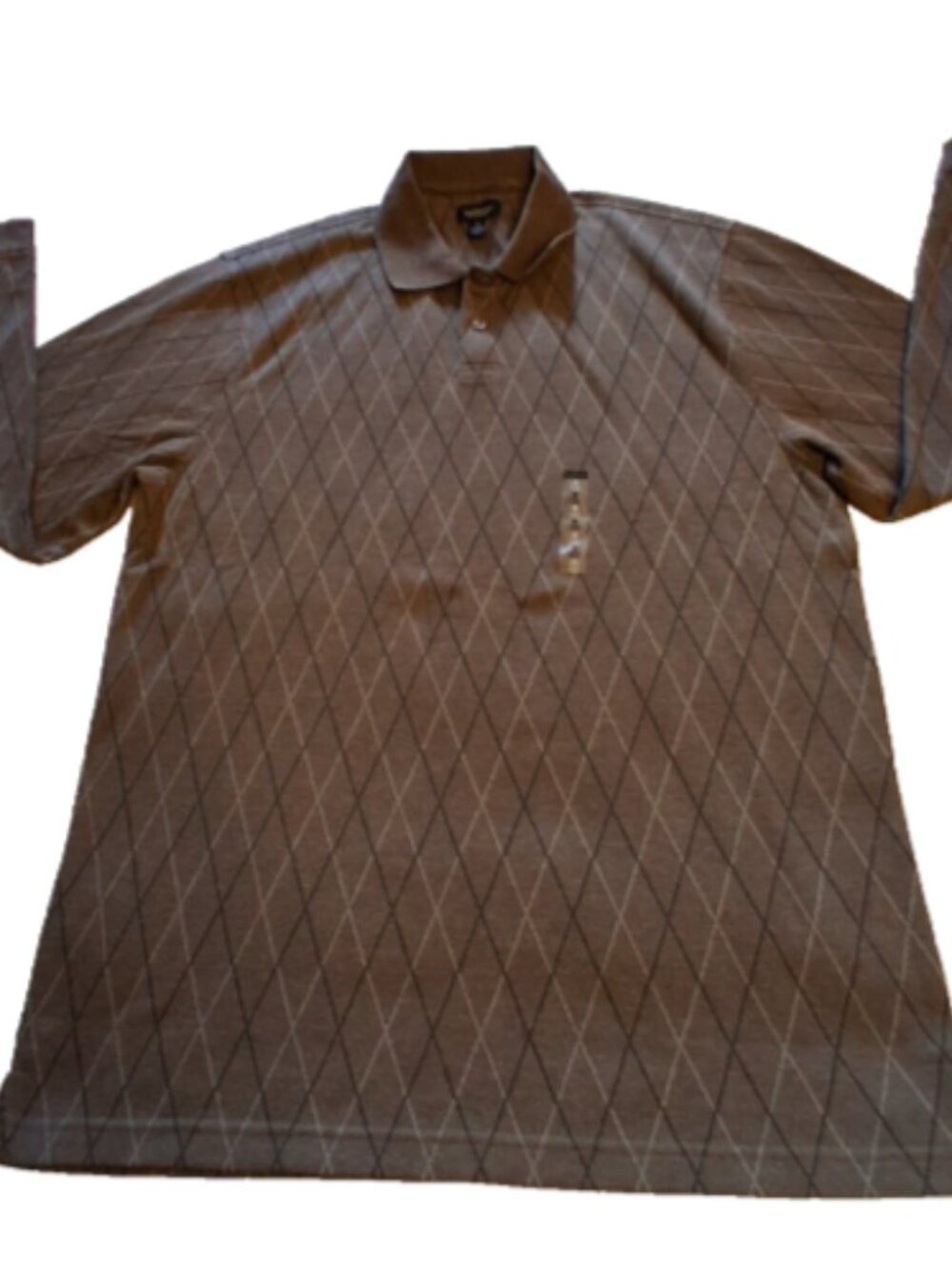 VAN HEUSEN  Men's Size M Gray Argyle Print Long Sleeve Collar Polo Shirt NWT